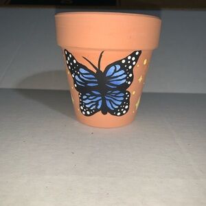 Hand-Painted Butterfly Terracotta Pot